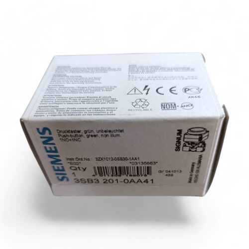 Siemens 3SB3201-0AA41 (3SB32010AA41) кнопка зелена 1NO+1NC